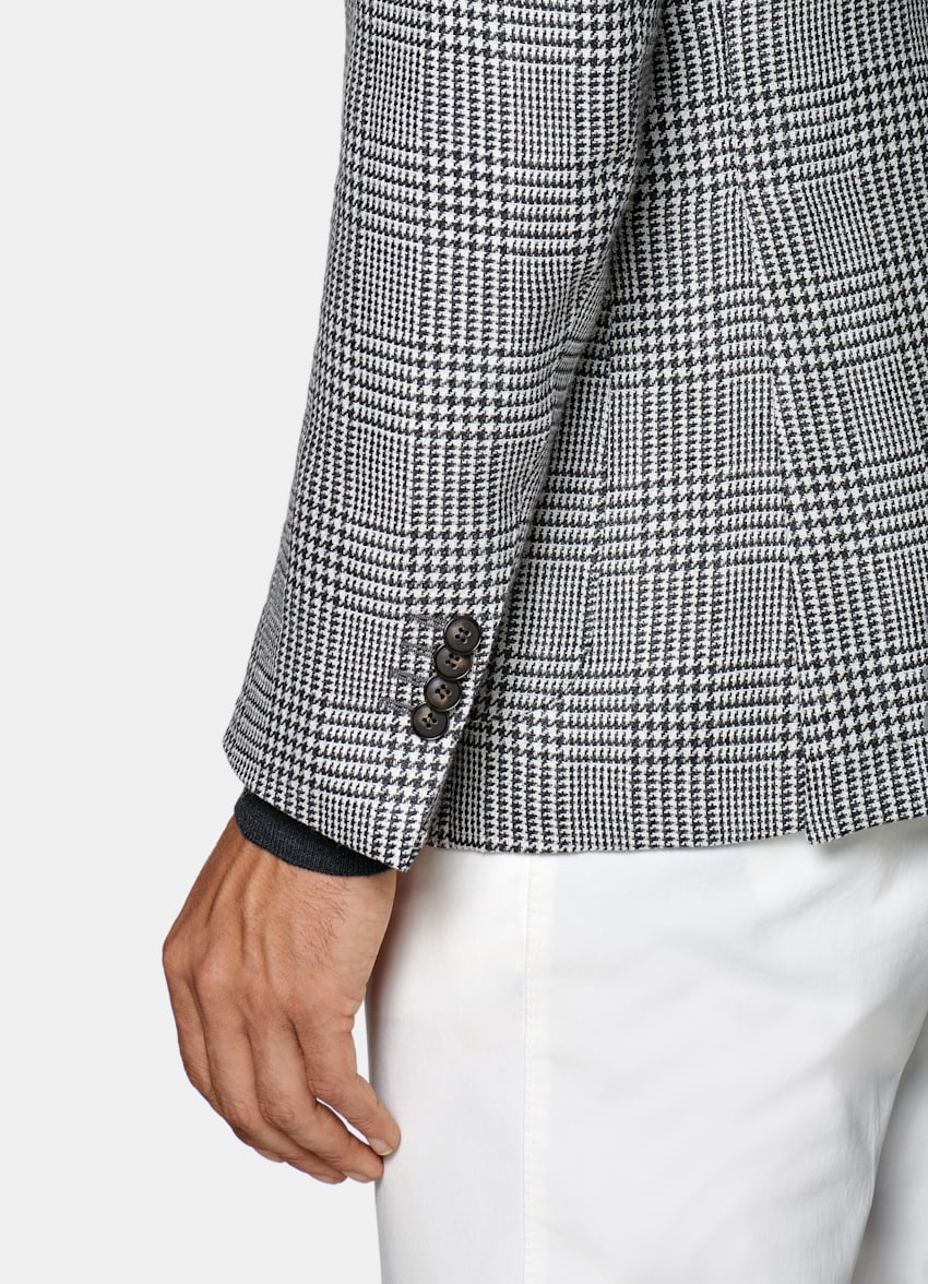 Grey Check Havana Jacket Wool Linen Double Breasted Suitsupply Online Store