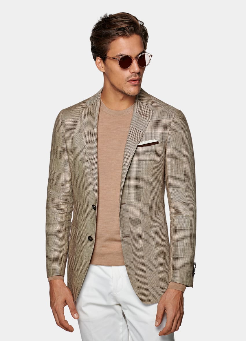 Mid Brown Check Havana Jacket | Pure Linen Single Breasted | Suitsupply ...