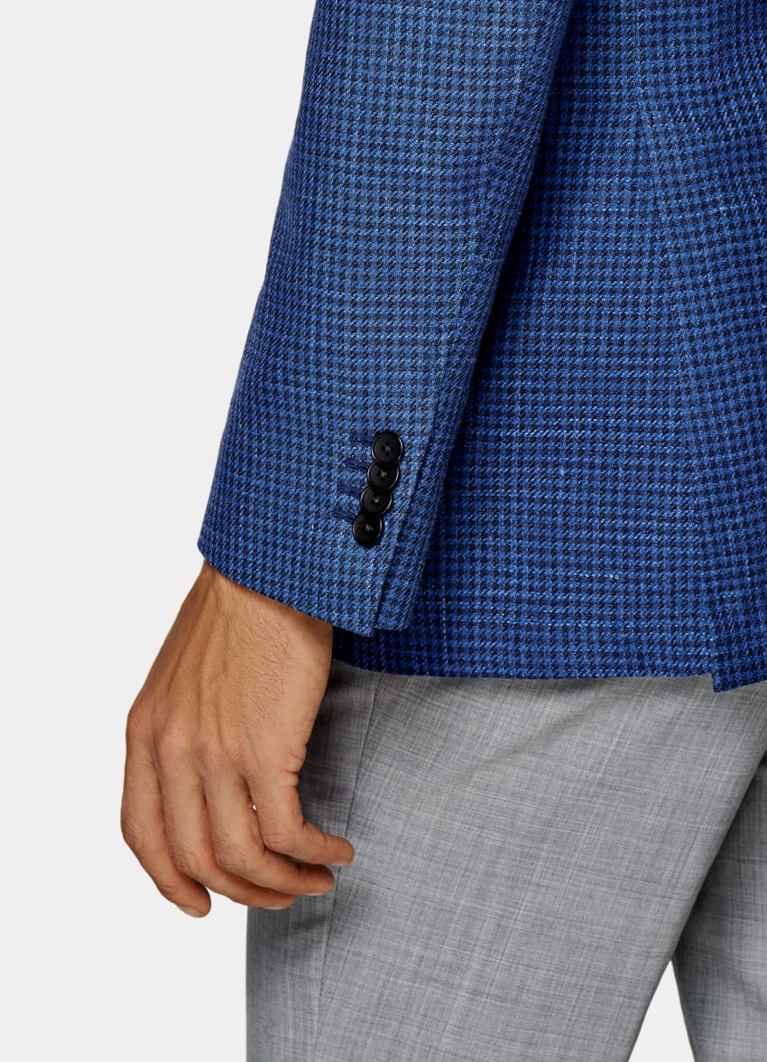 blue houndstooth jacket