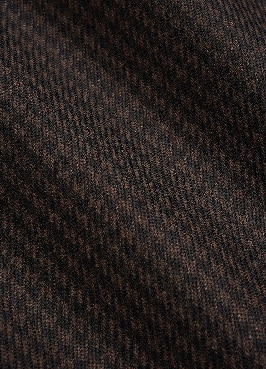 SUITSUPPLY Wool Mohair by Delfino, Italy Mid Brown Houndstooth Havana Blazer