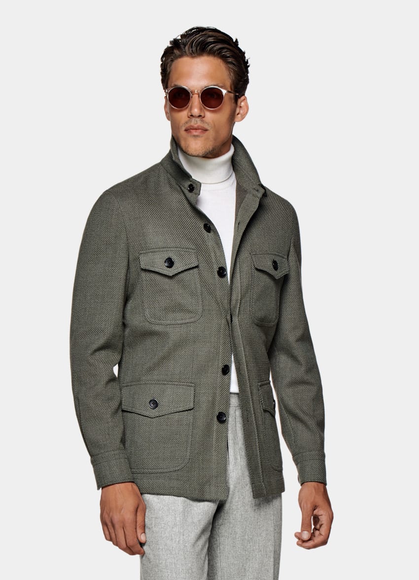 Mid Green Shirt-Jacket | Wool Cotton Single Breasted | Suitsupply ...