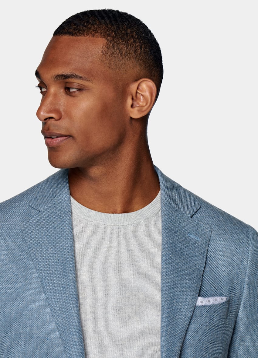 Blue wool blazer store
