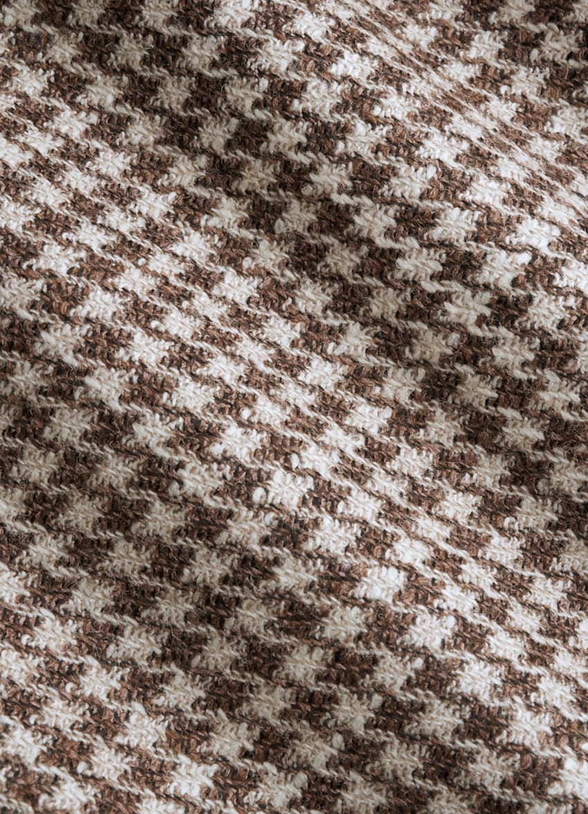 SUITSUPPLY Wool Silk by Lanificio Cerruti, Italy Light Brown Houndstooth Havana Blazer