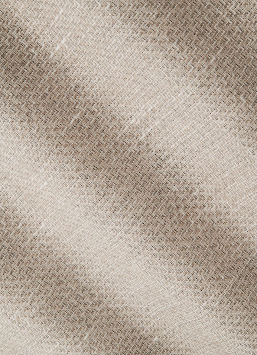 SUITSUPPLY Linen Alpaca Silk by Ferla, Italy Mid Brown Greenwich Shirt-Jacket