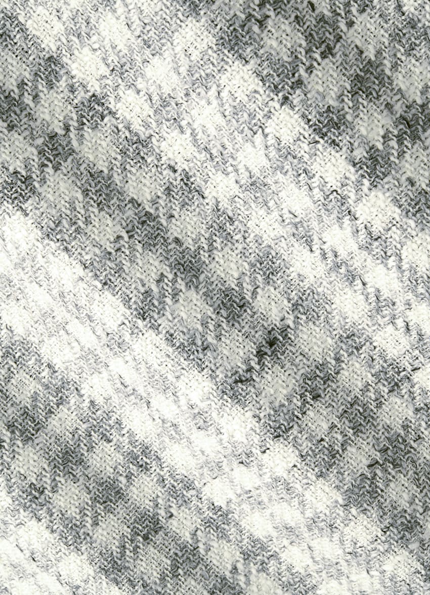 SUITSUPPLY Silk Linen Cotton Polyamide by Ferla, Italy Light Grey Checked Havana Blazer