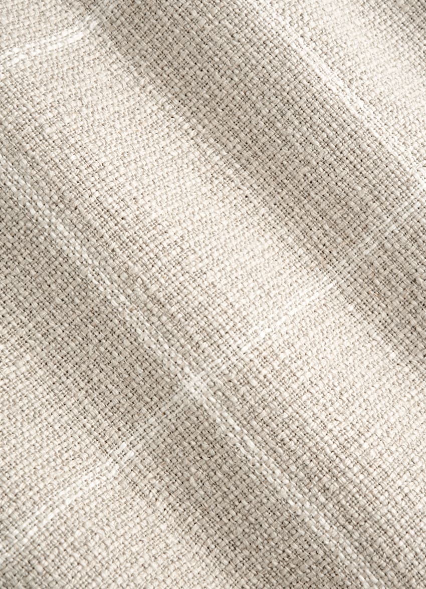 SUITSUPPLY Puro lino de Leomaster, Italia Blazer Roma gris topo claro a cuadros corte Relaxed
