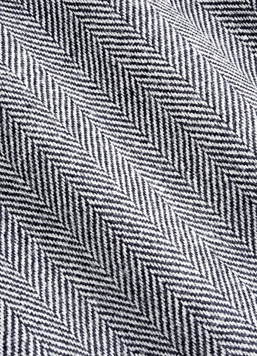 SUITSUPPLY Summer Wool Linen by Marling & Evans, United Kingdom Navy Herringbone Tailored Fit Milano Blazer