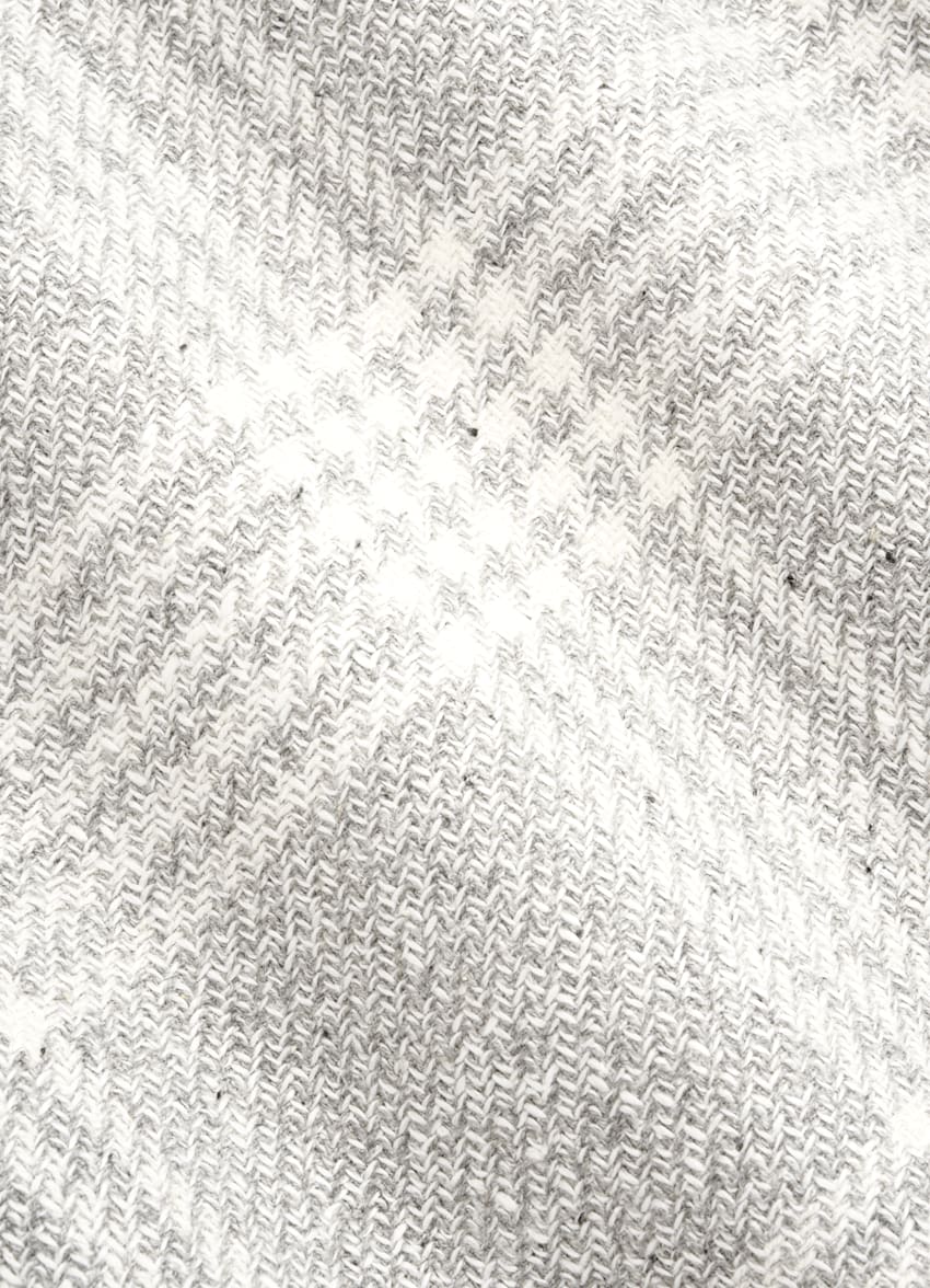 SUITSUPPLY Wool Silk Linen by Ferla, Italy Light Grey Checked Tailored Fit Havana Blazer