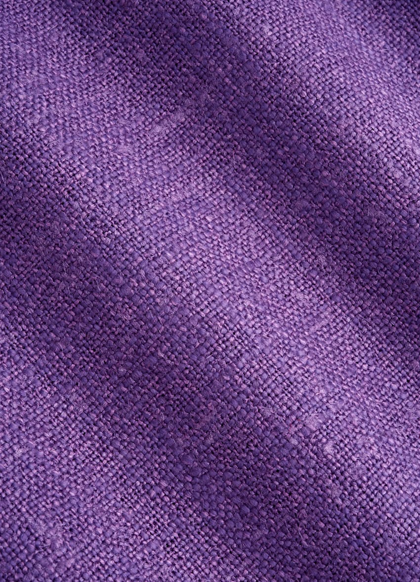SUITSUPPLY Seda, lino, algodón de E.Thomas, Italia Chaqueta camisa morada corte Relaxed