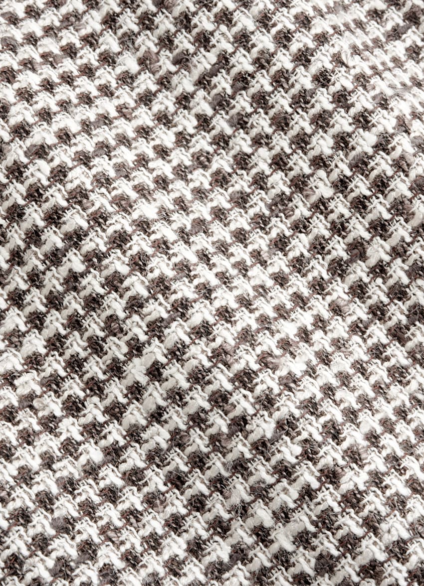 SUITSUPPLY Summer Linen Silk Cotton Blend by Ferla, Italy Mid Brown Checked Relaxed Fit Roma Blazer