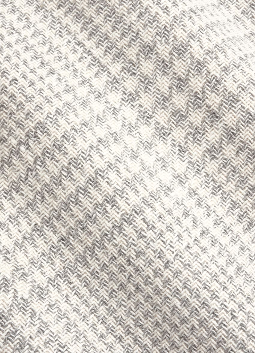 SUITSUPPLY Summer Linen Silk Wool Cotton by Ferla, Italy Light Grey Checked Relaxed Fit Roma Blazer