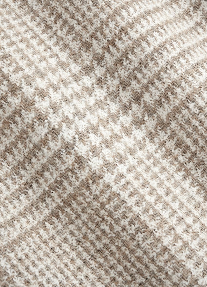 SUITSUPPLY Winter Alpaca Wool Cotton Polyamide by Ferla, Italy Sand Checked Relaxed Fit Roma Blazer