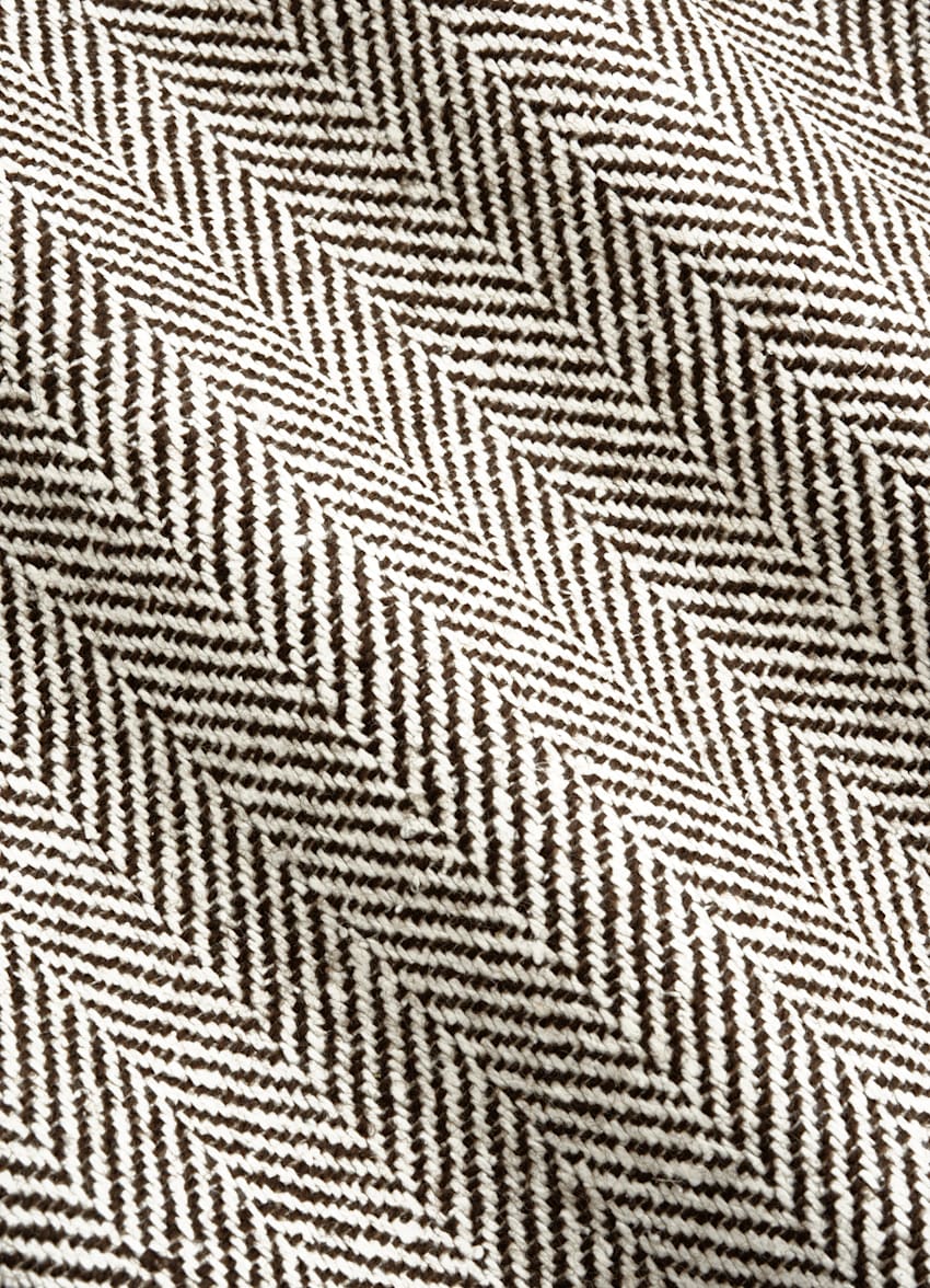 SUITSUPPLY Summer Silk Linen Wool by Marling & Evans, United Kingdom Mid Brown Herringbone Relaxed Fit Brera Blazer