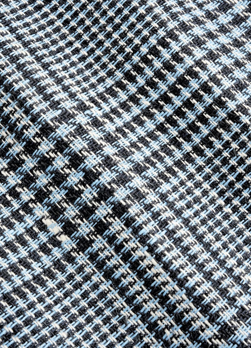 SUITSUPPLY Summer Pure Linen by Subalpino, Italy Light Blue Checked Relaxed Fit Roma Blazer