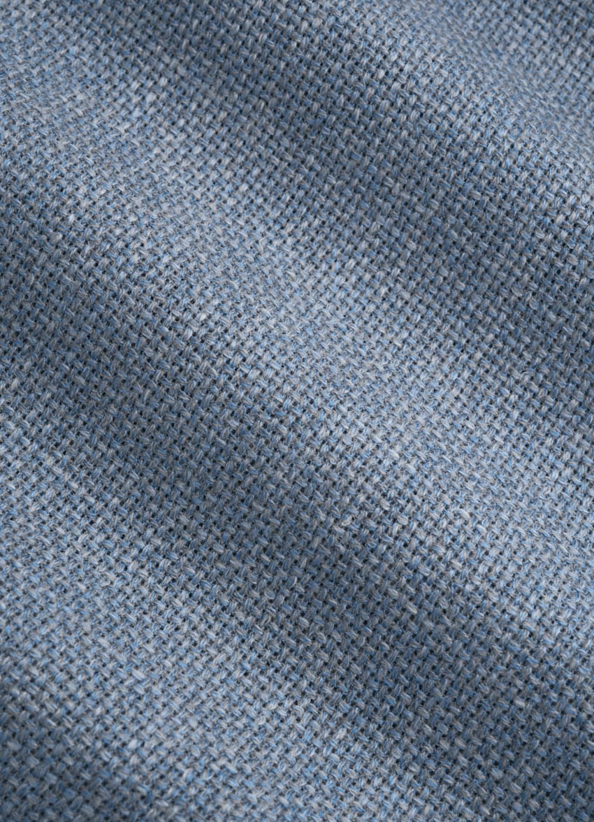 SUITSUPPLY Wool Silk Linen Cashmere by E.Thomas, Italy Light Blue Havana Blazer
