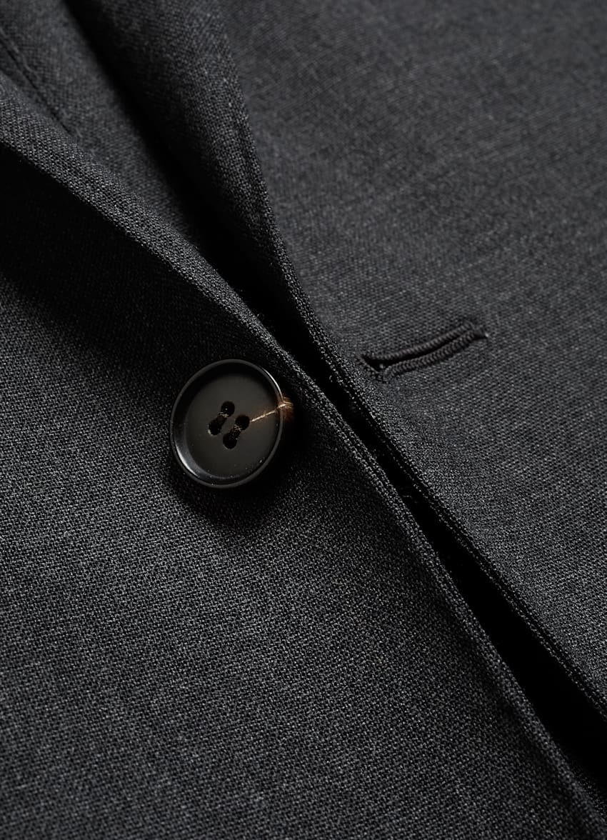 Dark Grey Havana Jacket | Pure Wool Traveller Single Breasted ...