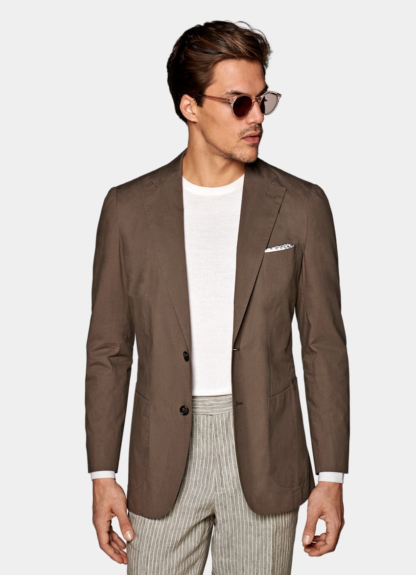 Taupe Lazio Jacket | Stretch Cotton Single Breasted | Suitsupply Online ...