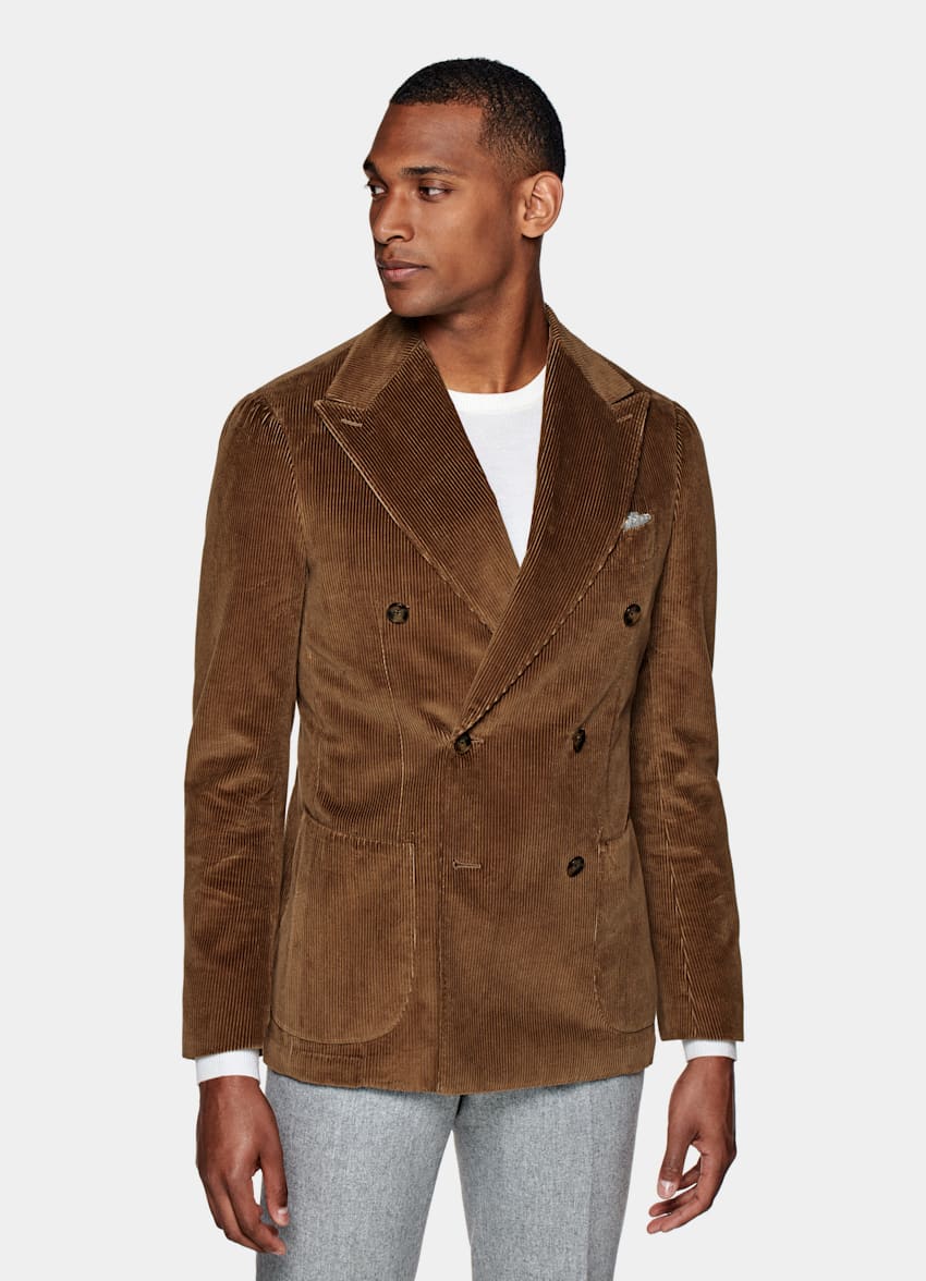 Tagliatore Double breasted Corduroy Blazer In Brown For Men 58 OFF