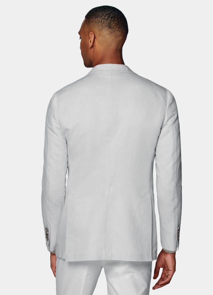 SUITSUPPLY 意大利 Di Sondrio 生产的棉、亚麻面料 Havana 浅灰色合体身型西装外套