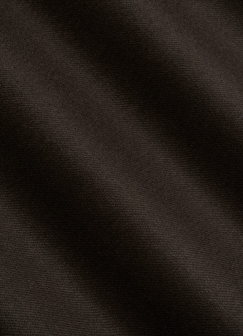 SUITSUPPLY Winter Pure S120's Wool Flannel by Vitale Barberis Canonico, Italy Dark Brown Tailored Fit Havana Suit Jacket