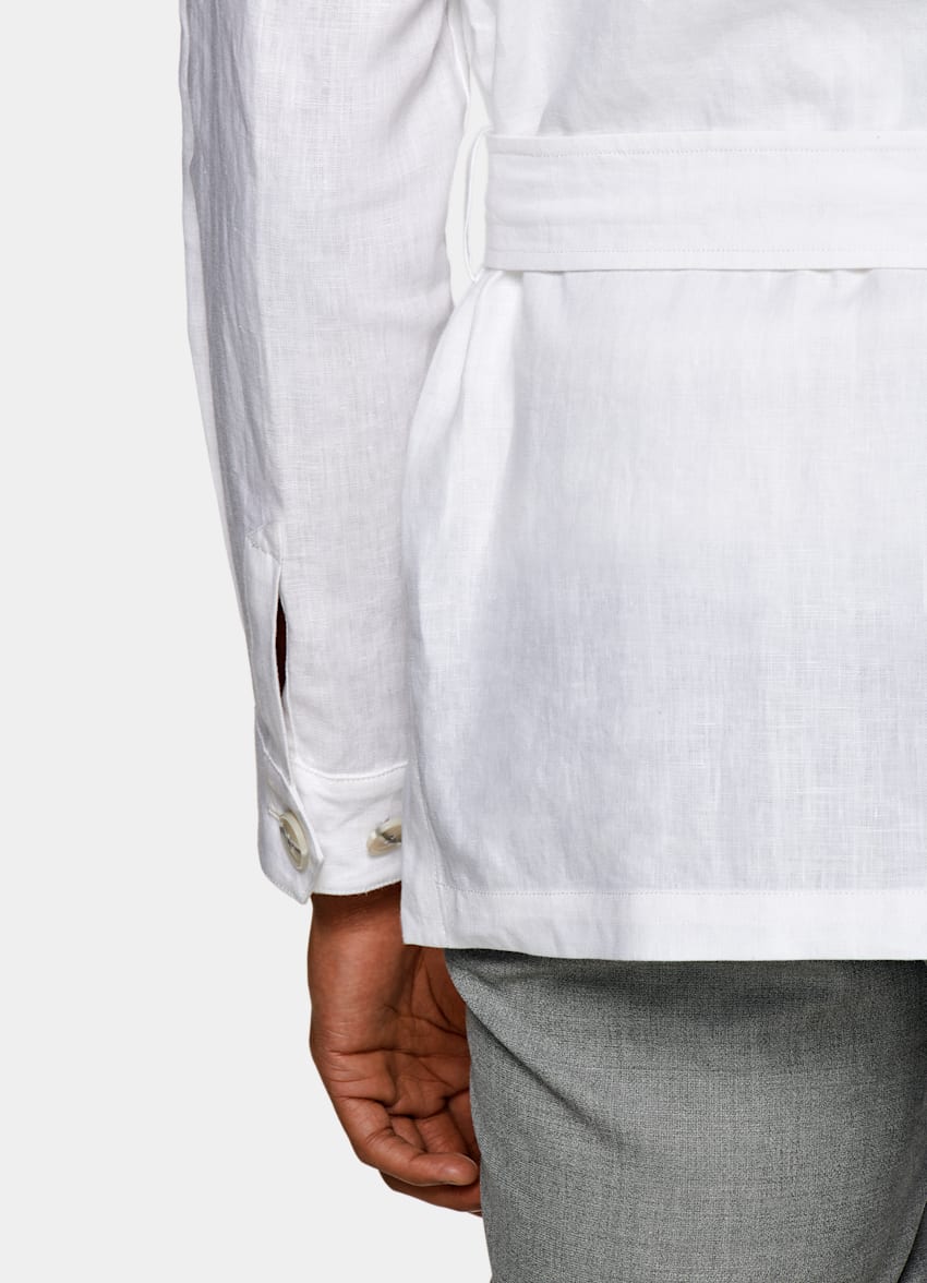 White Belted Safari Jacket | Pure Linen Single Breasted | Suitsupply ...