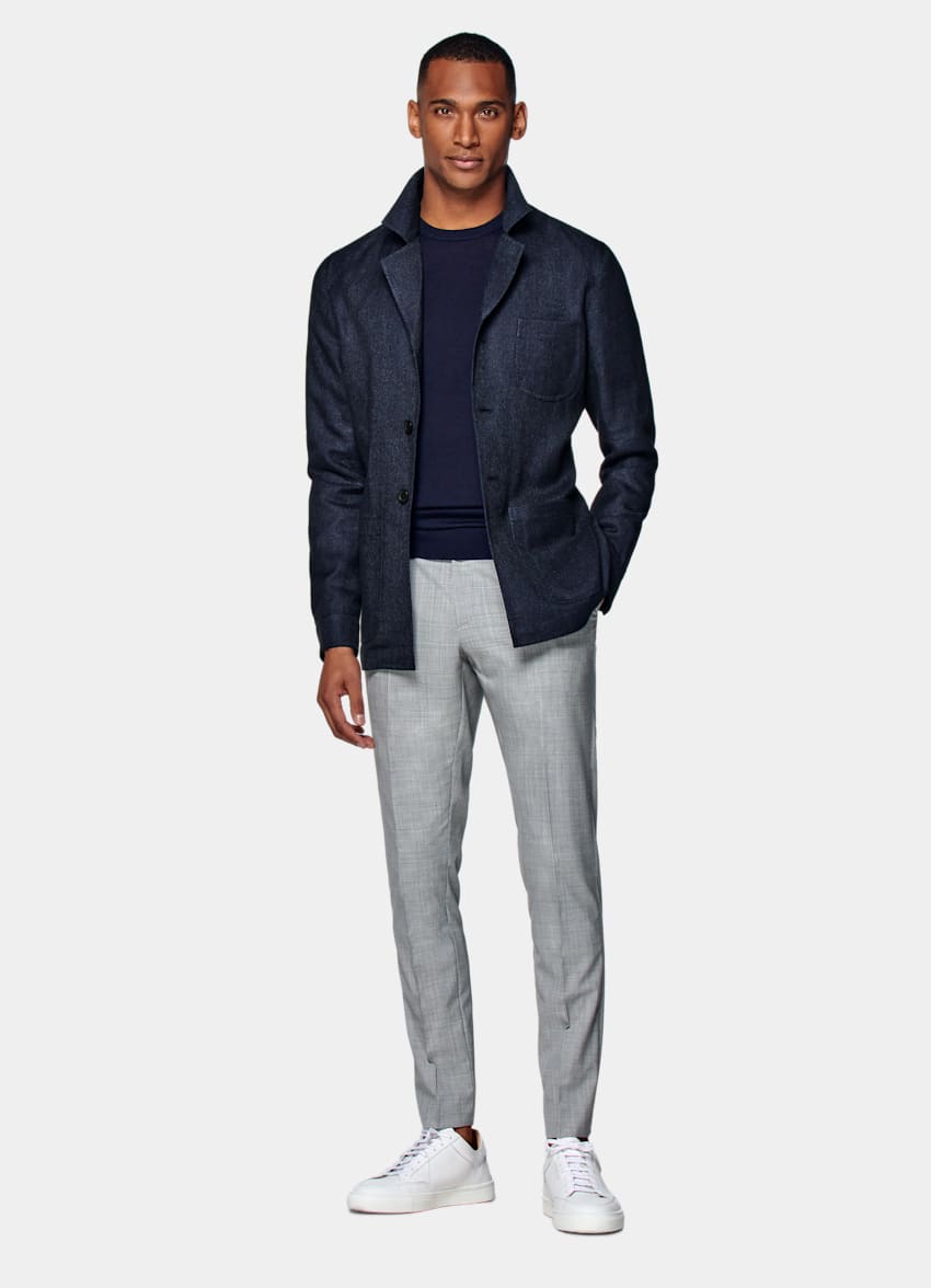 Navy Greenwich Shirt-Jacket | Linen 