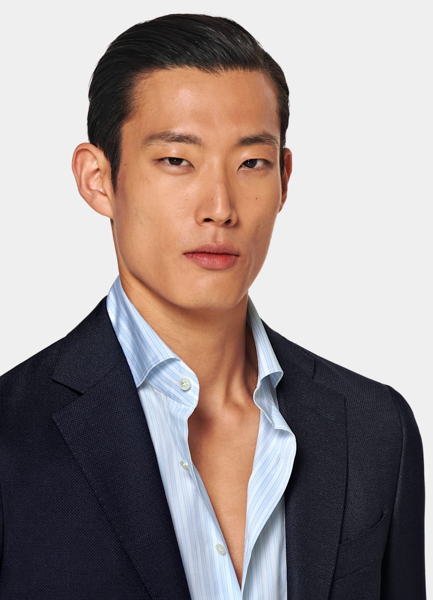 SUITSUPPLY 四季 意大利 Vitale Barberis Canonico 生产的羊毛面料 Havana 藏青色合体身型西装外套