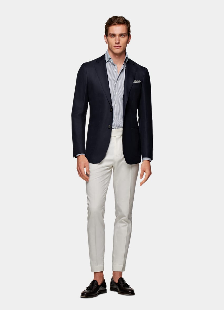 SUITSUPPLY Pure Wool by Vitale Barberis Canonico, Italy Navy Tailored Fit Havana Blazer