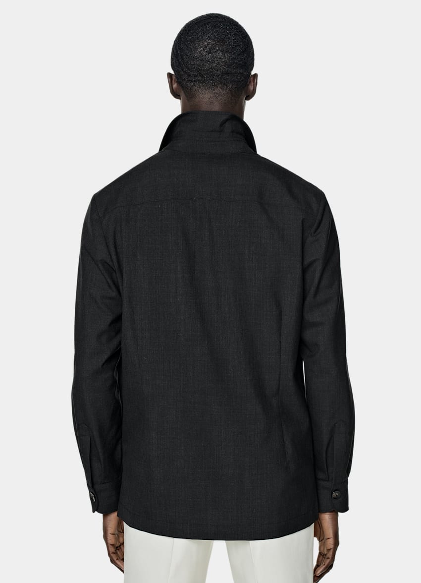 SUITSUPPLY Ren tropisk S120's-ull från Vitale Barberis Canonico, Italien Mörkgrå skjortjacka med relaxed fit