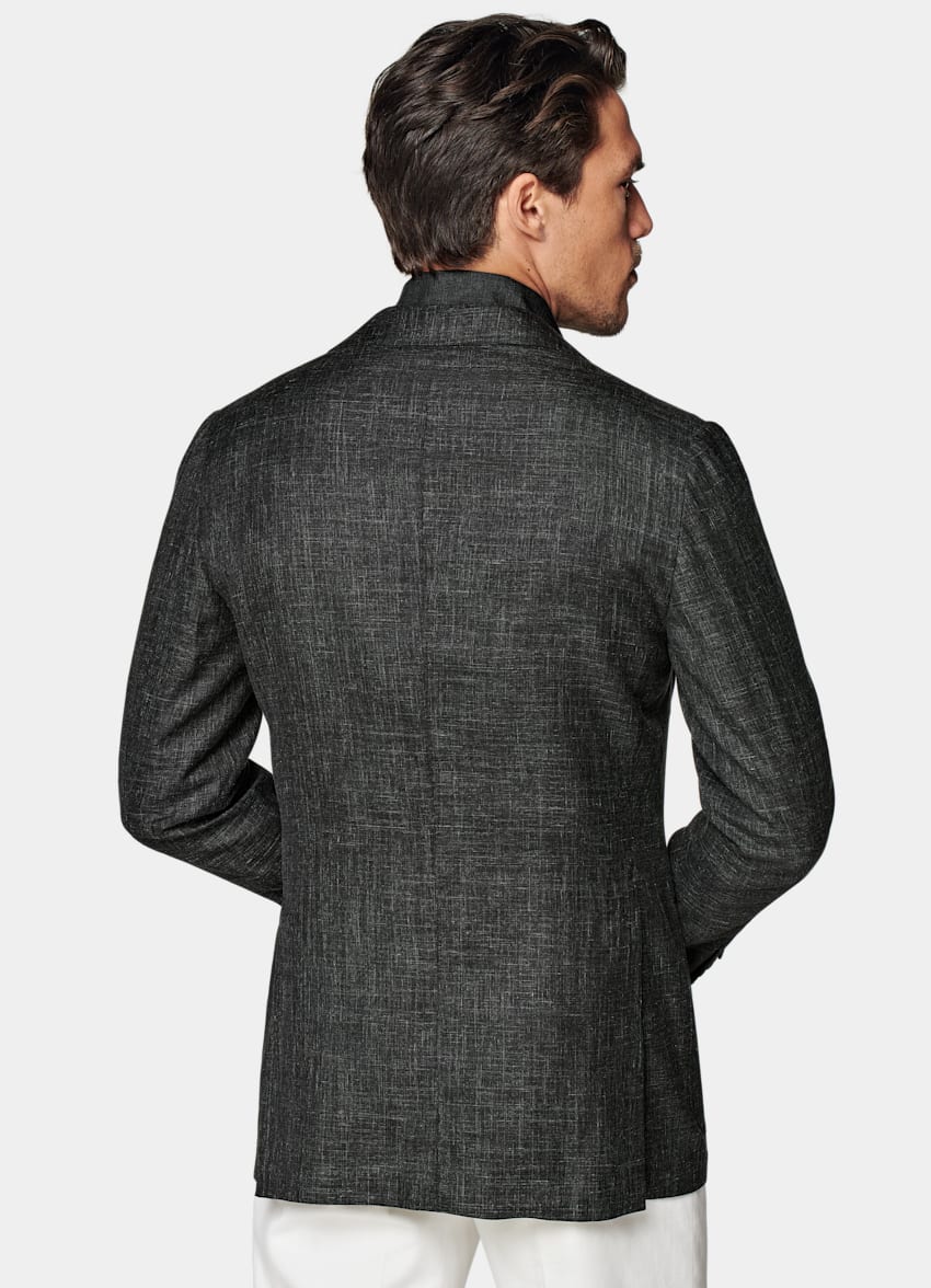 SUITSUPPLY Silk Cashmere Linen by Piacenza, Italy Dark Grey Lazio Blazer