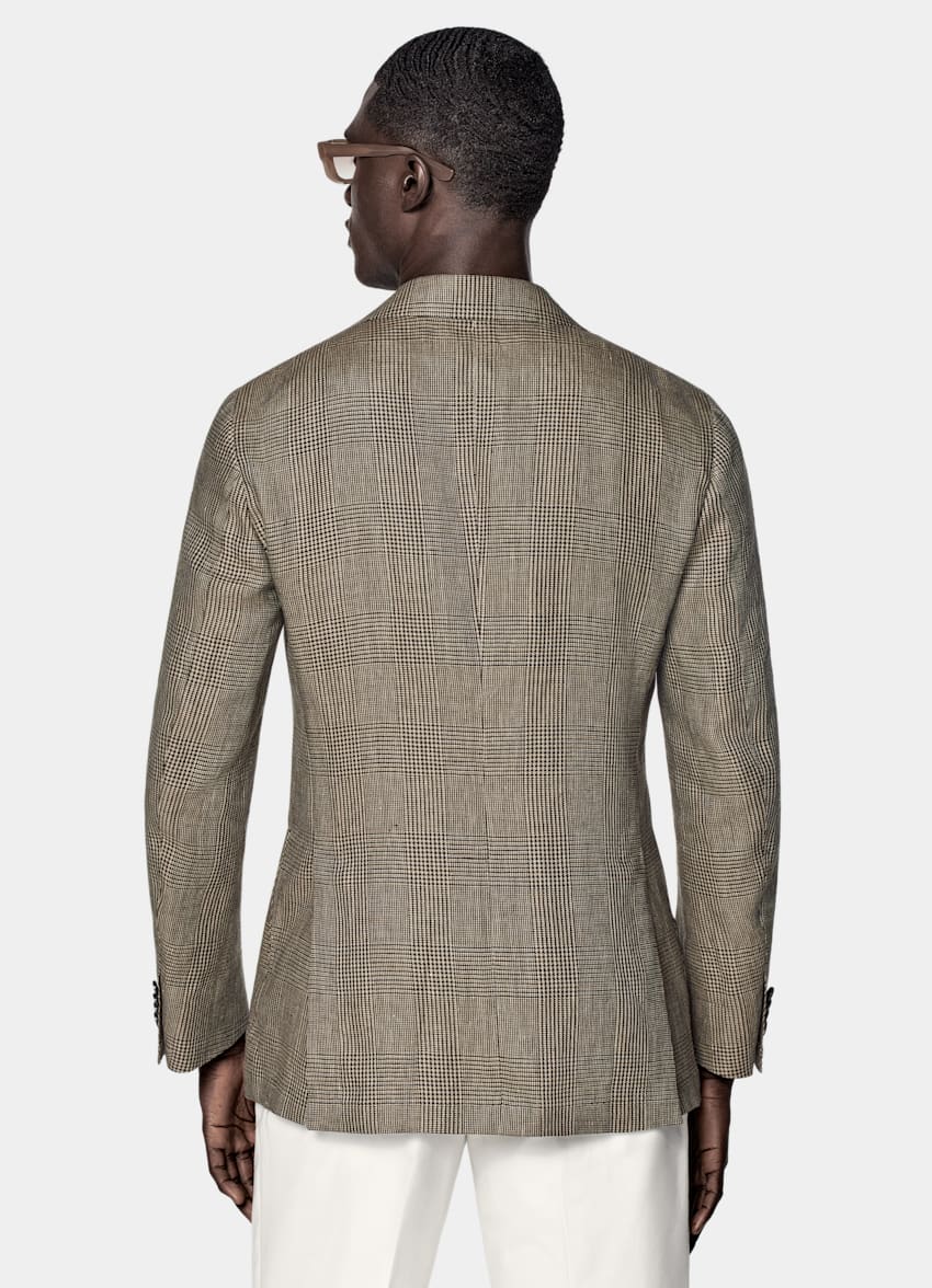 SUITSUPPLY Summer Pure Linen by Baird McNutt, United Kingdom Mid Brown Checked Tailored Fit Havana Blazer