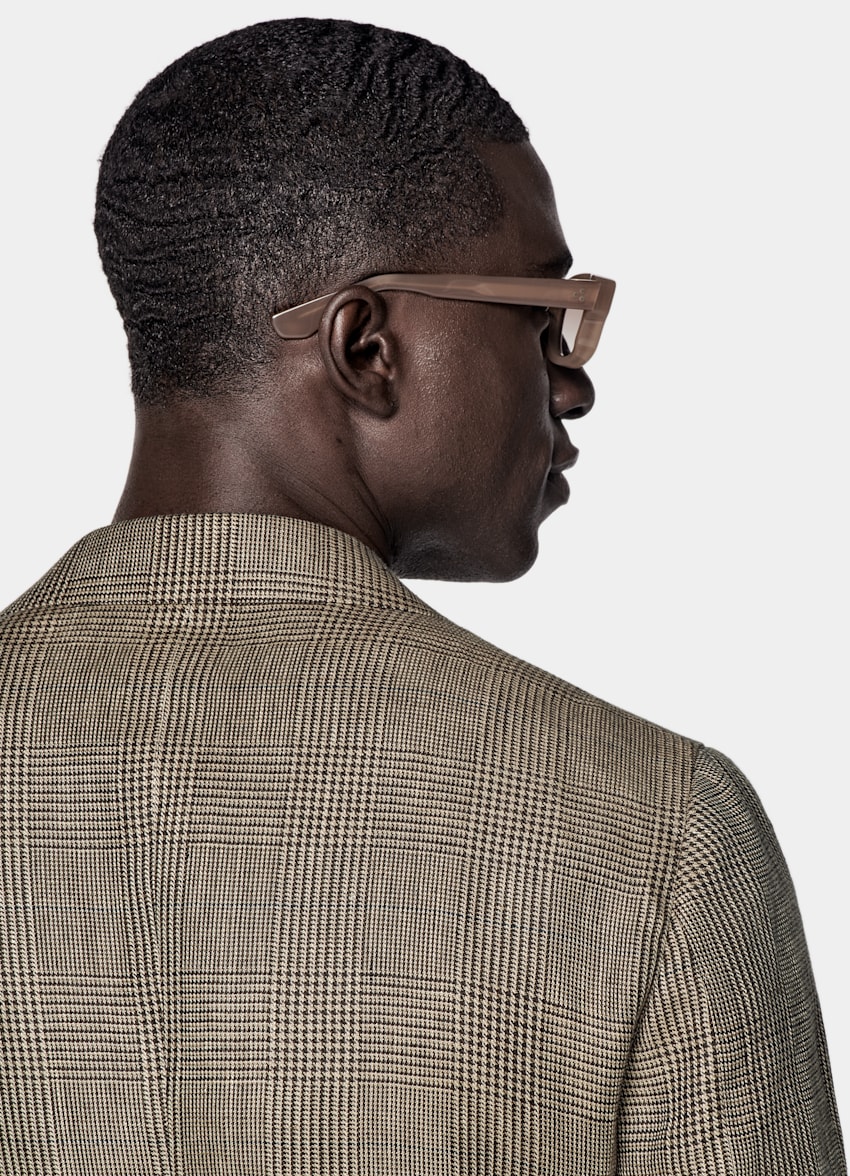 SUITSUPPLY Summer Pure Linen by Baird McNutt, United Kingdom Mid Brown Checked Tailored Fit Havana Blazer