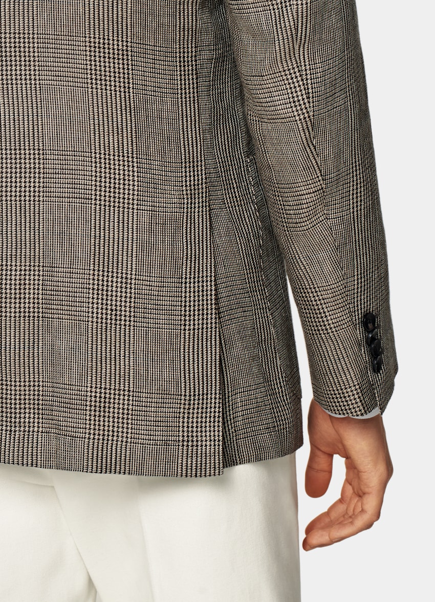 SUITSUPPLY Summer Pure Linen by Baird McNutt, United Kingdom Mid Brown Checked Tailored Fit Havana Blazer