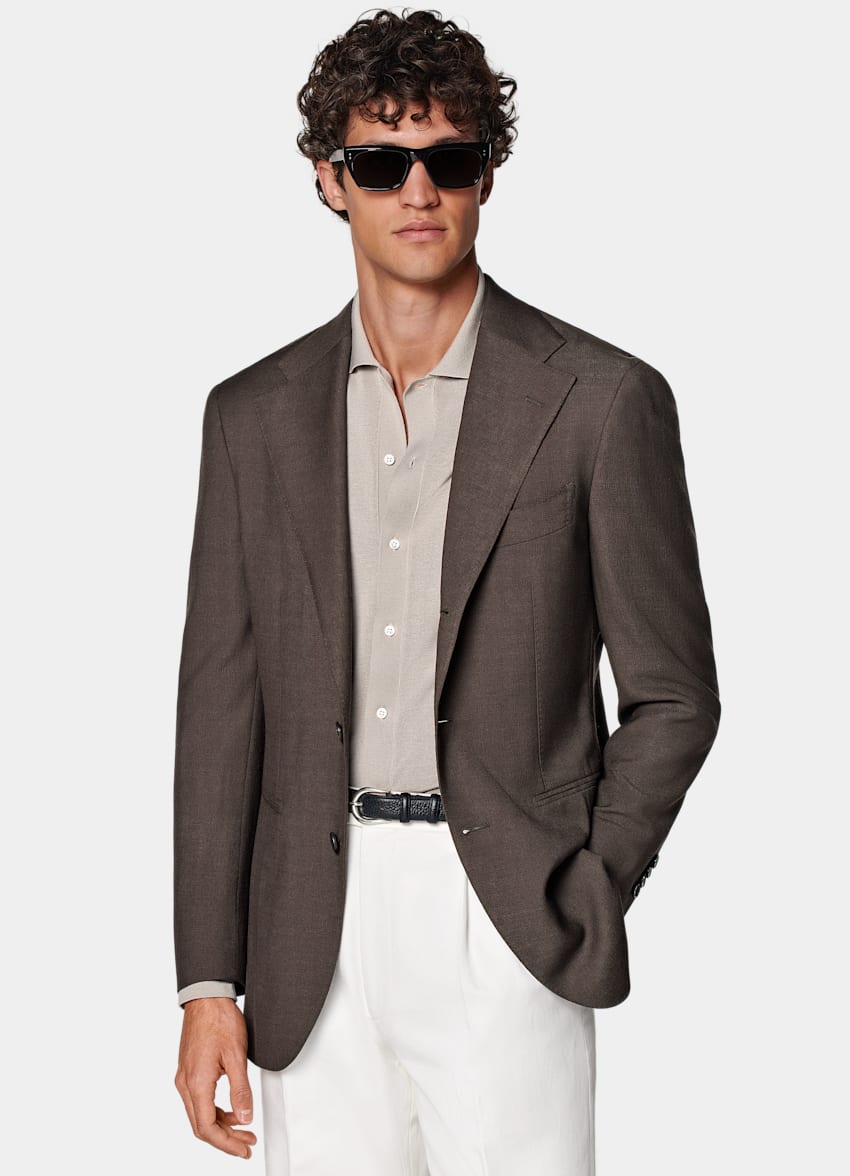 SUITSUPPLY Summer Pure S130's Wool by E.Thomas, Italy Dark Brown Relaxed Fit Roma Blazer