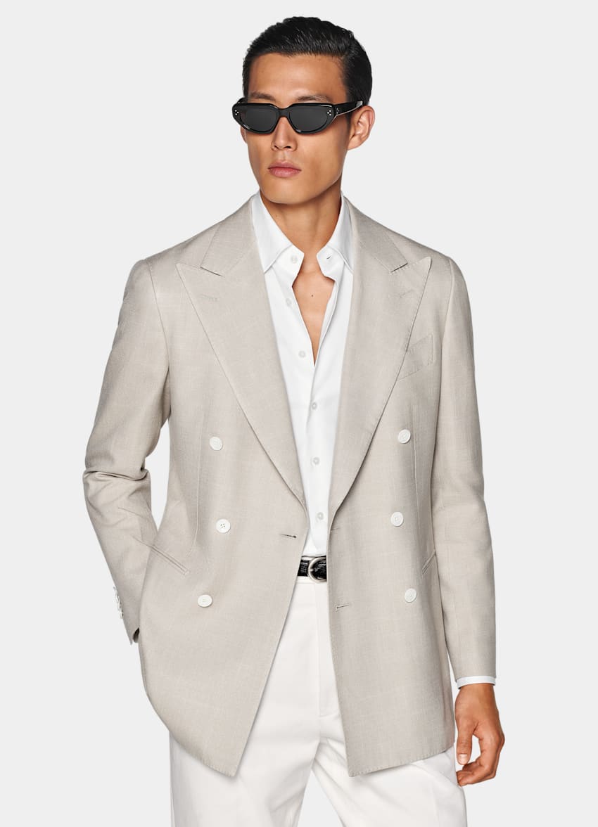 SUITSUPPLY Seda y algodón de E.Thomas, Italia Blazer Havana gris topo claro corte Tailored