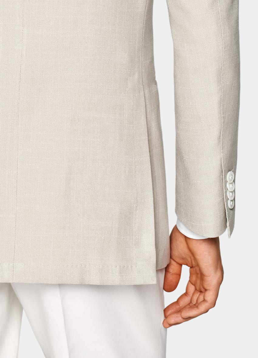 SUITSUPPLY 意大利 E.Thomas 生产的丝绸、棉面料 Havana 浅灰褐色合体身型西装外套
