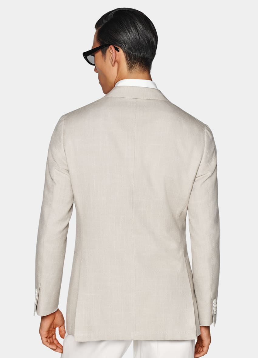 SUITSUPPLY Silk Cotton by E.Thomas, Italy Light Taupe Tailored Fit Havana Blazer