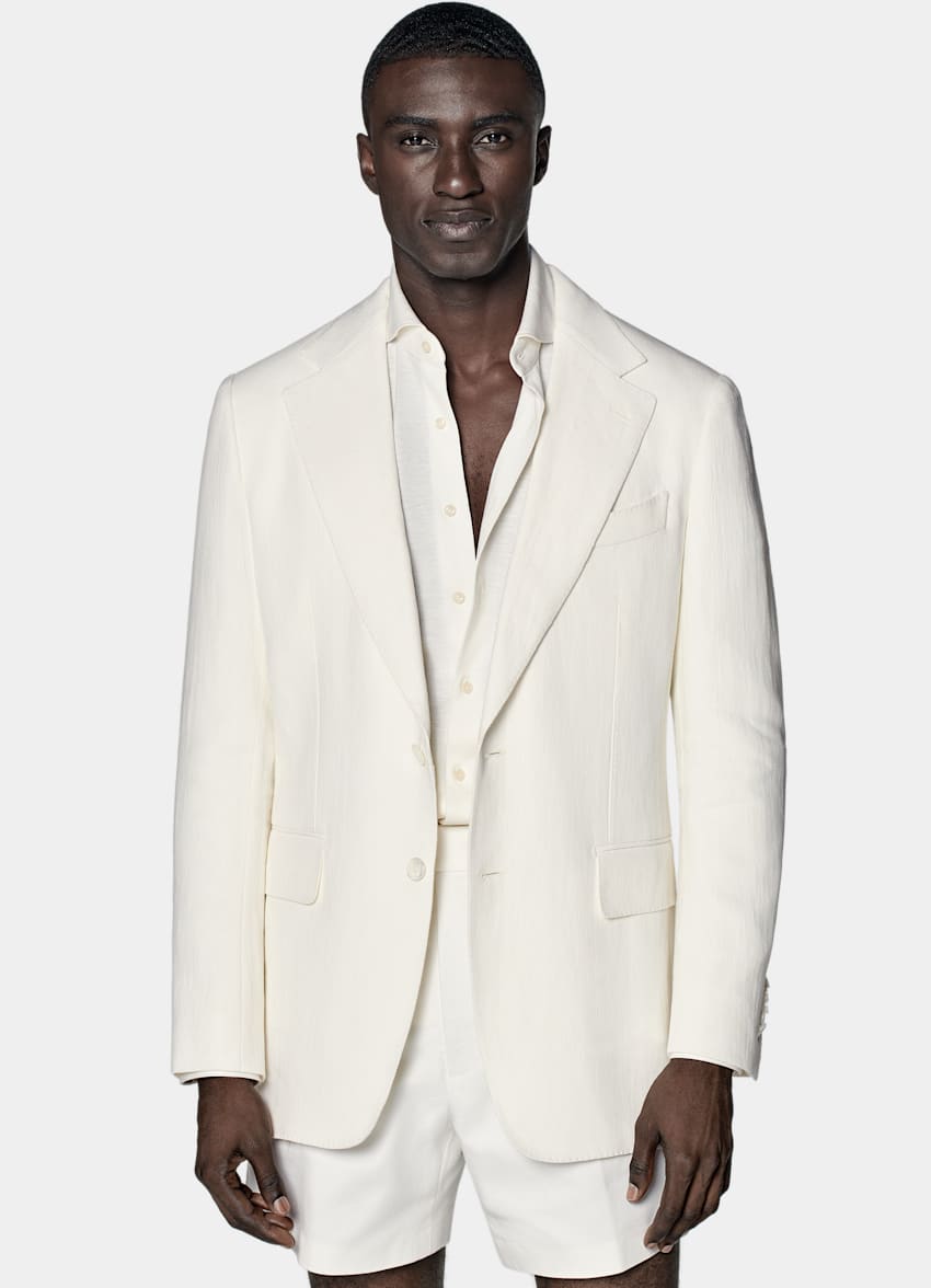 SUITSUPPLY 意大利 Beste 生产的亚麻面料 Milano 米白色合体身型西装外套