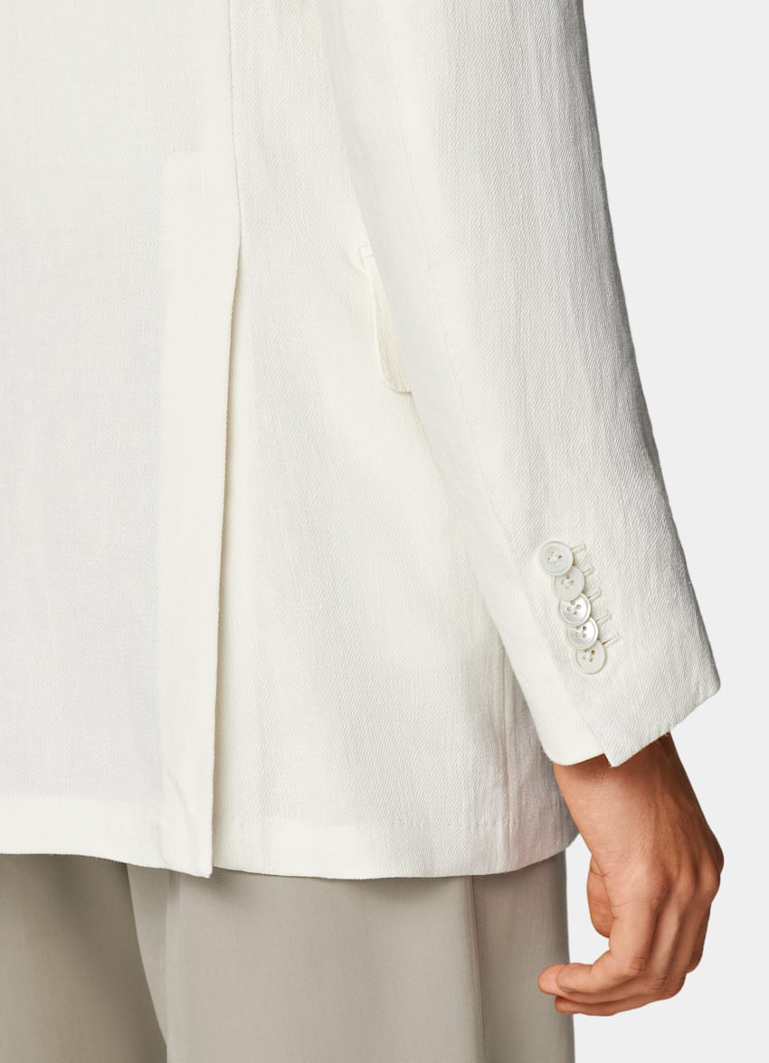 SUITSUPPLY Pure Linen by Beste, Italy Off-White Tailored Fit Milano Blazer
