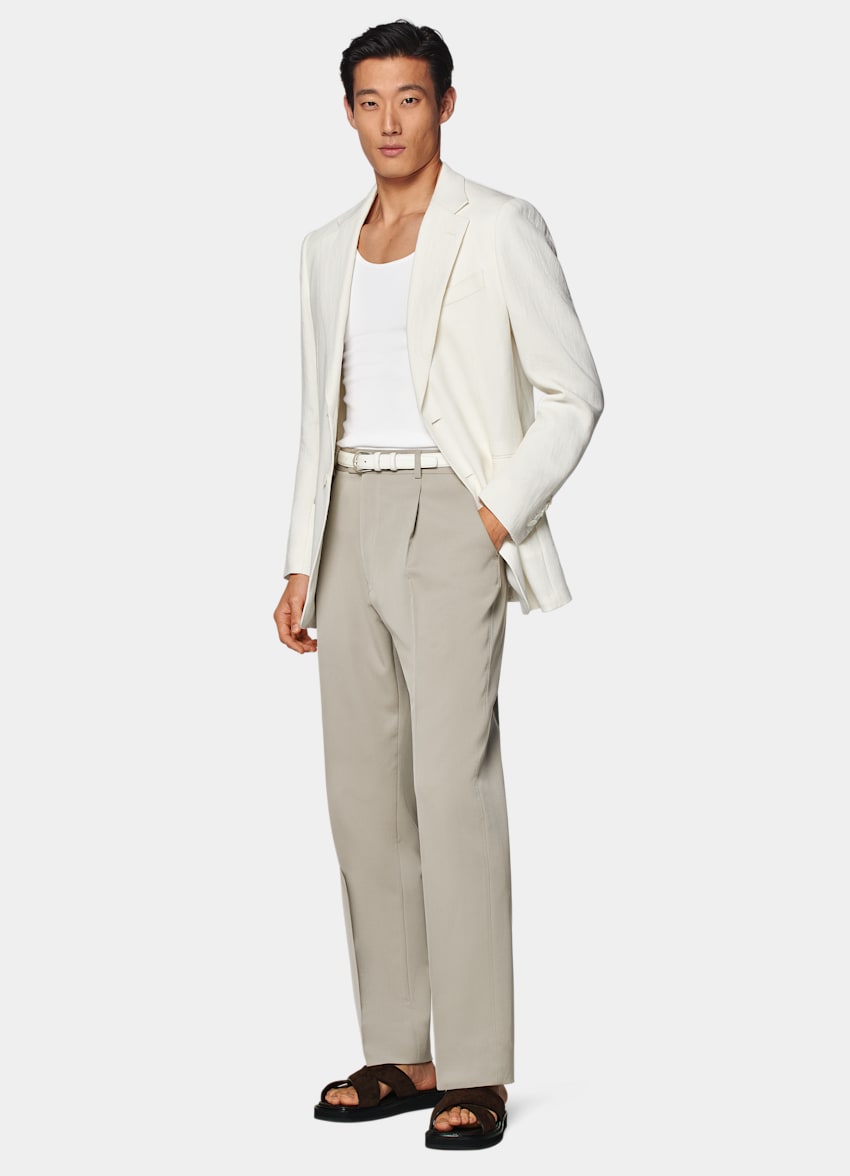 SUITSUPPLY Summer Pure Linen by Beste, Italy Off-White Tailored Fit Milano Blazer