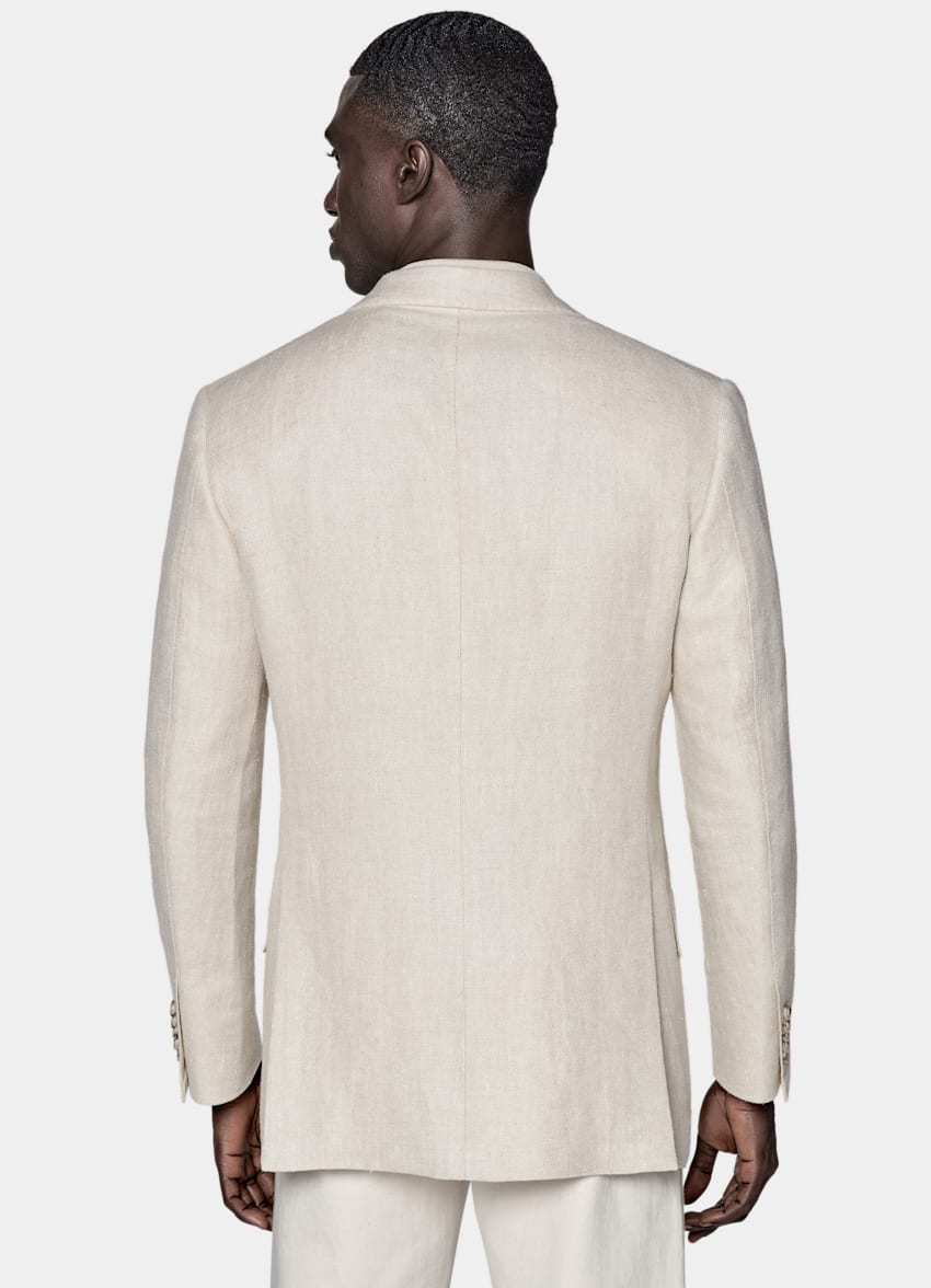 SUITSUPPLY 意大利 Leomaster 生产的亚麻、丝绸面料 Milano 浅灰褐色人字纹合体身型西装外套