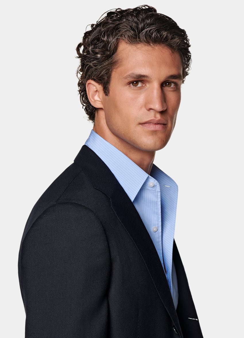 SUITSUPPLY All Season Pure Wool by Reda, Italy Navy Tailored Fit Havana Blazer