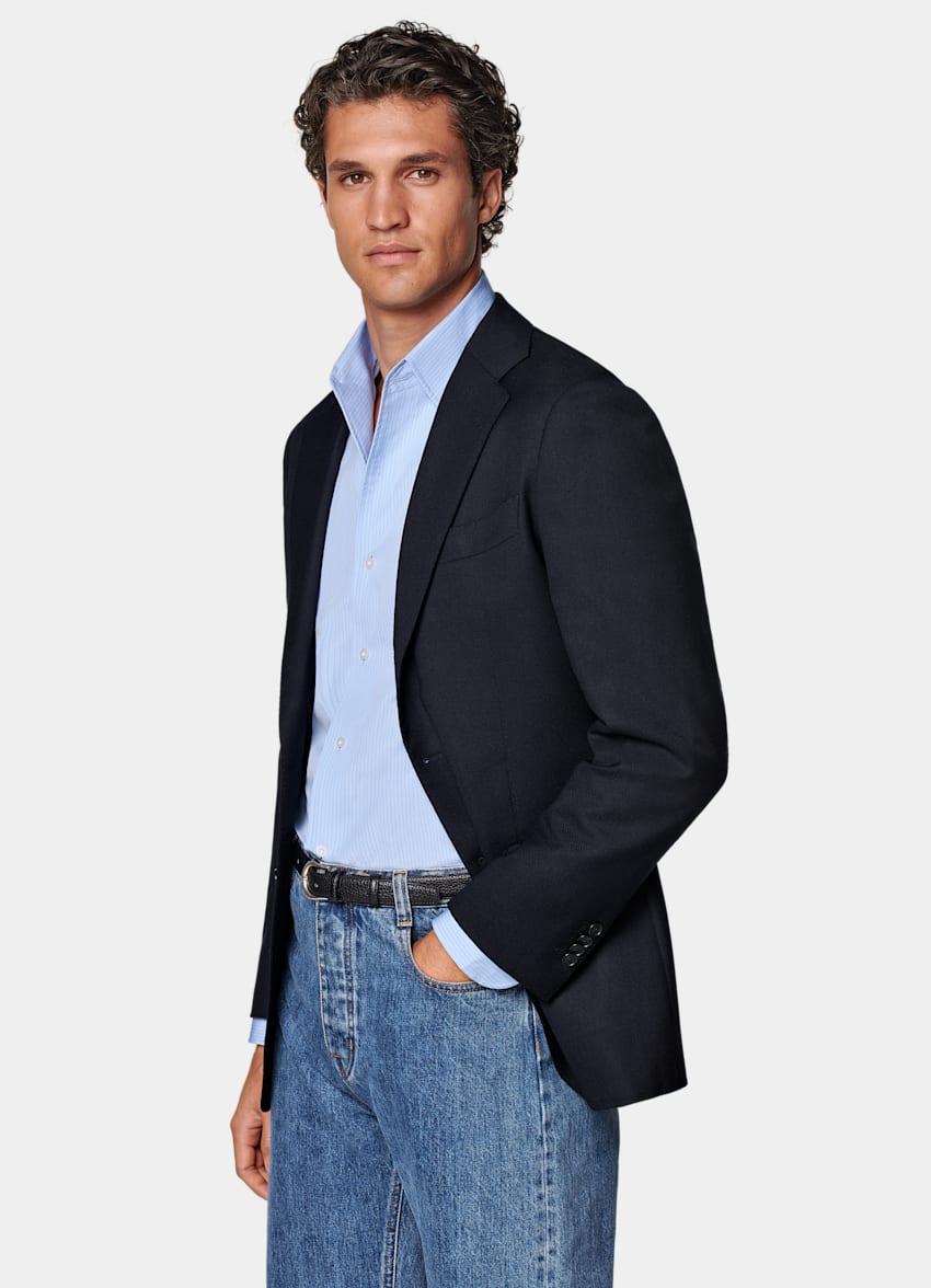 SUITSUPPLY All Season Pure Wool by Reda, Italy Navy Tailored Fit Havana Blazer