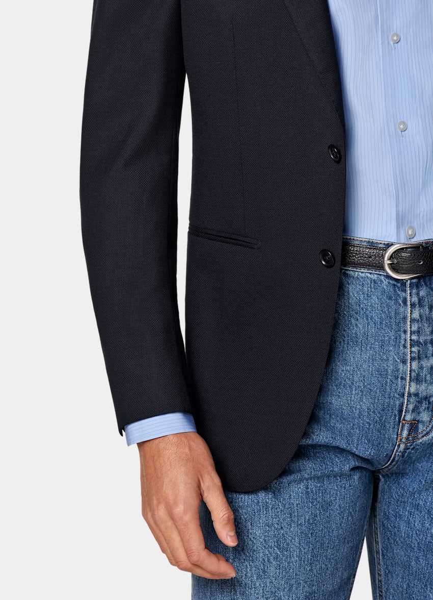 SUITSUPPLY All Season Pure Wool by Reda, Italy Navy Tailored Fit Havana Blazer