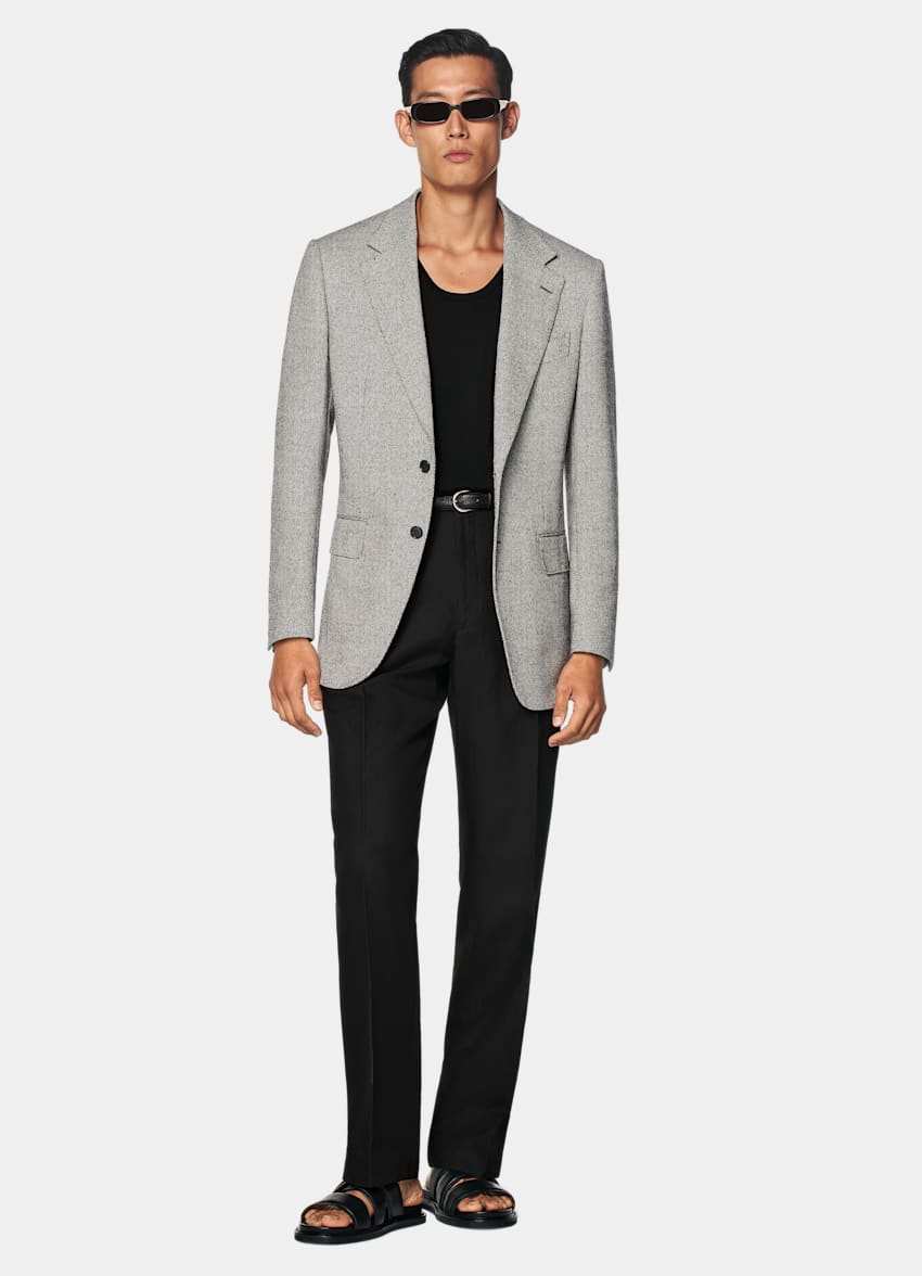 SUITSUPPLY Verano Seda, lana y lino de Marling & Evans, Reino Unido Blazer Milano negro corte Tailored