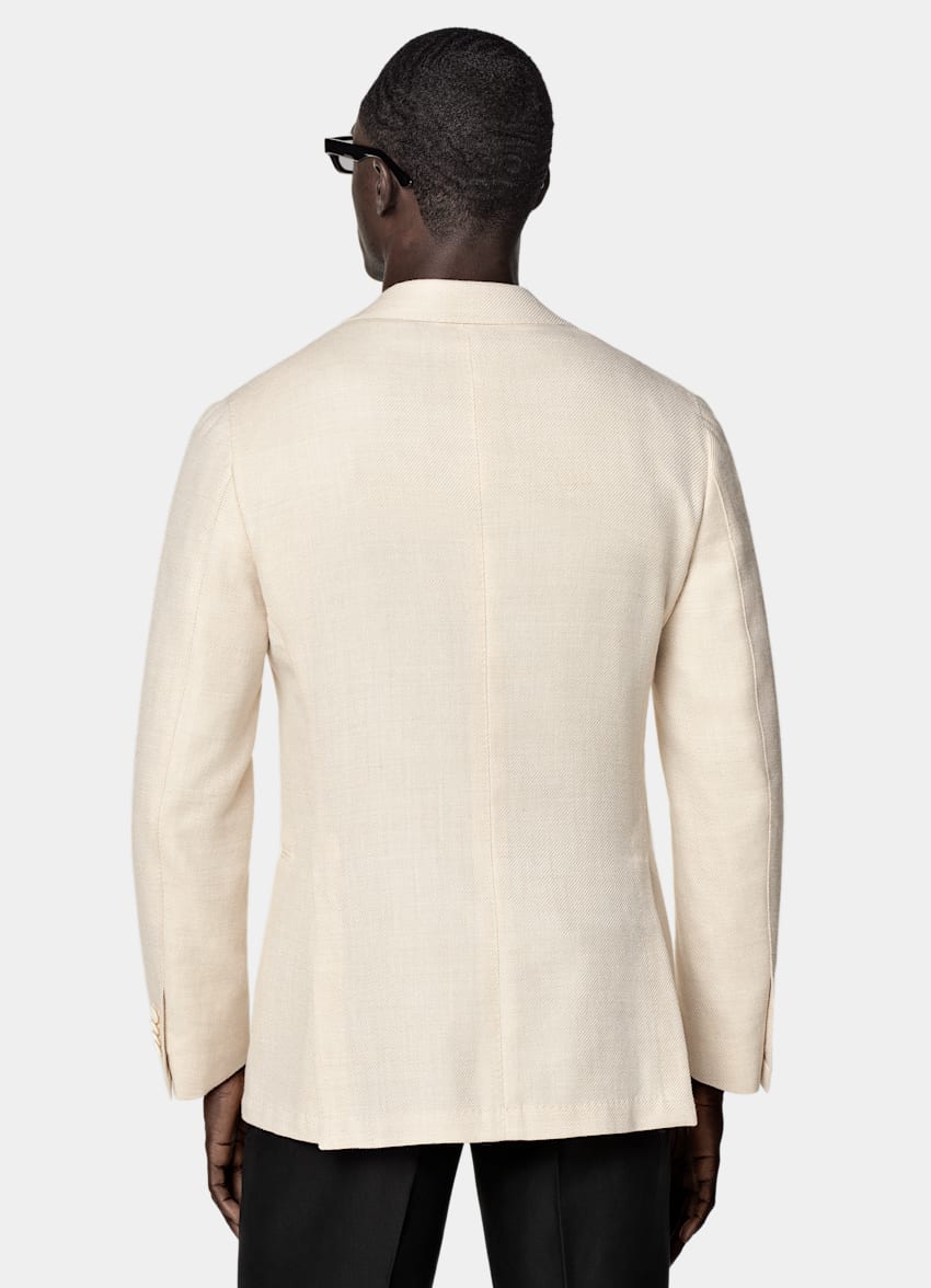 SUITSUPPLY Summer Wool Silk Linen Cashmere by E.Thomas, Italy Sand Tailored Fit Havana Blazer