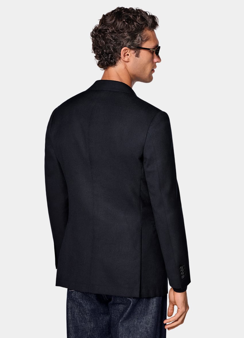 SUITSUPPLY All Season Pura lana de Reda, Italia Blazer Havana azul marino corte Tailored