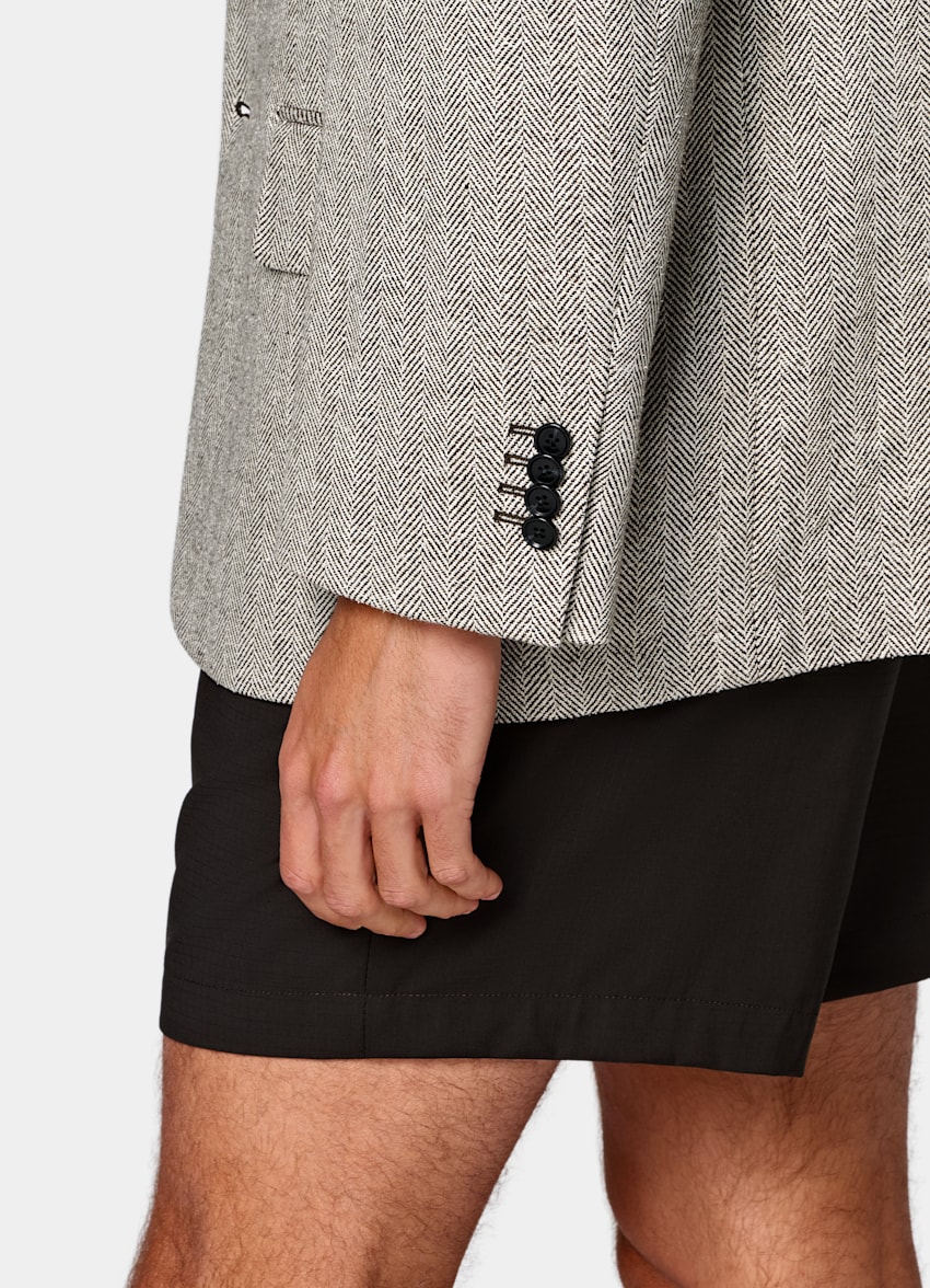 SUITSUPPLY Summer Silk Linen Wool by Marling & Evans, United Kingdom Mid Brown Herringbone Relaxed Fit Brera Blazer