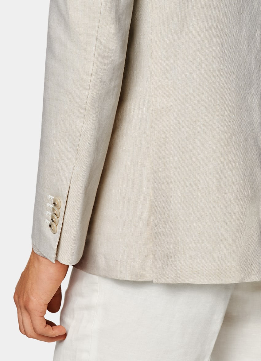 SUITSUPPLY Summer Linen Cotton by Di Sondrio, Italy Sand Tailored Fit Havana Blazer