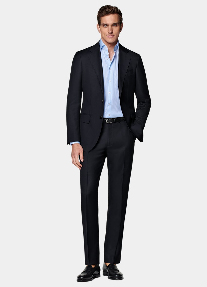 SUITSUPPLY Pure S110's Wool by Vitale Barberis Canonico, Italy Navy Havana Suit Jacket